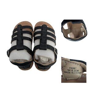 Kids Black Strappy Sandals (Size 7 / 15.2 cm)
